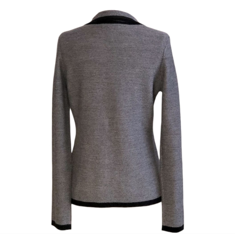 Banana Republic Merino Wool Sweater Blazer M Grey Black Trim Academia Preppy - Picture 3 of 10